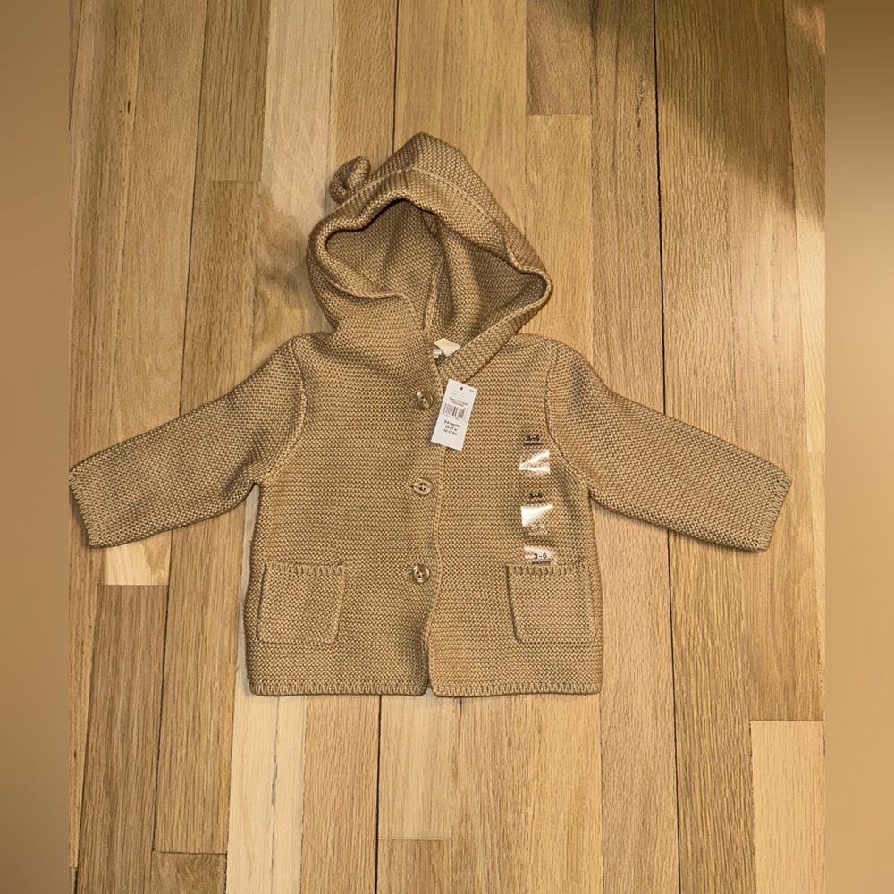 GAP Beige Knit Baby Sweater with Hood